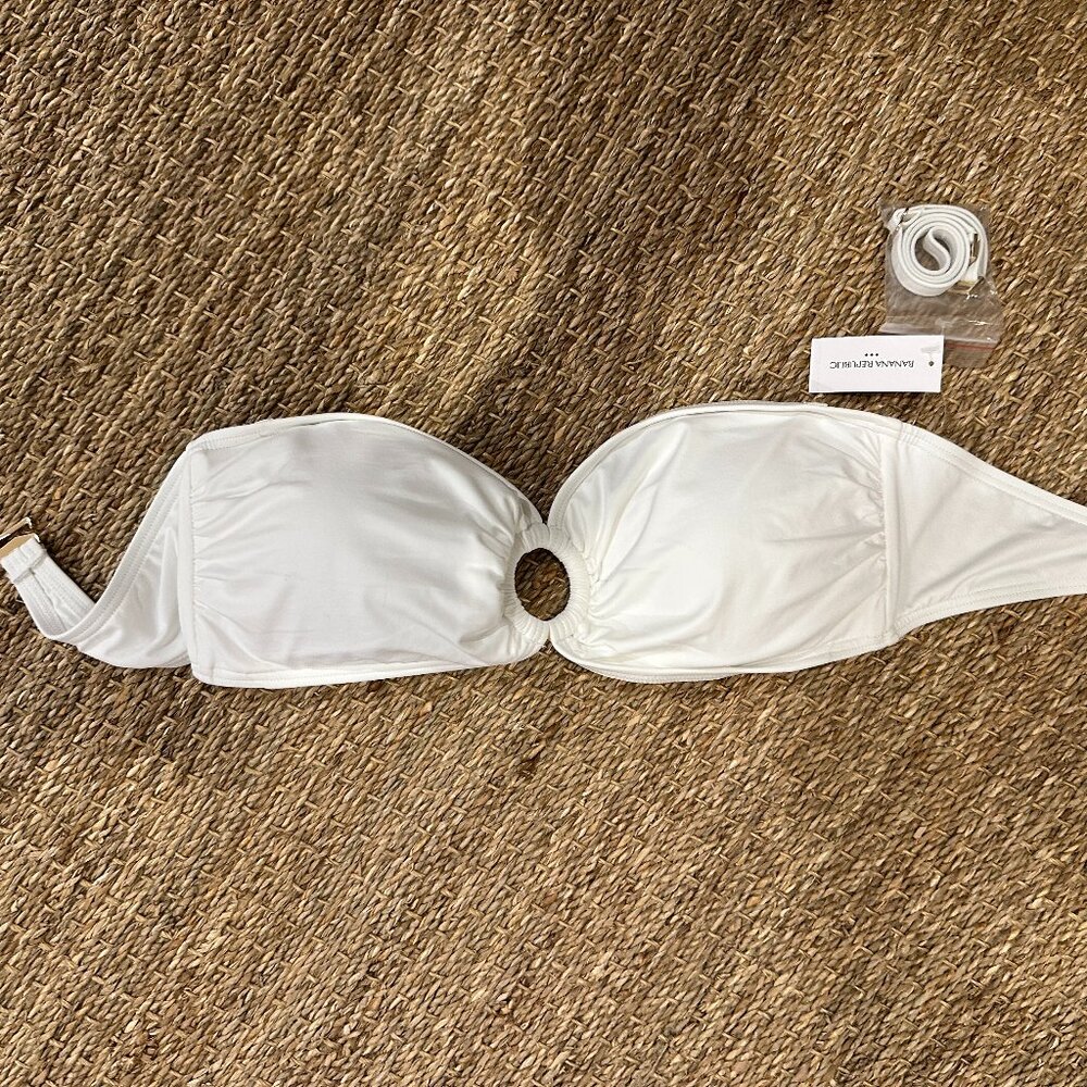 NWT BANANA REPUBLIC WHITE Ring Bandeau BIKINI/Swim Top SIZE LARGE